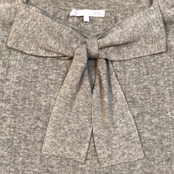 Paul & Joe Sister Gray Short Sleeve Square Neck Bow Bodice Sweater - Picture 5 of 9